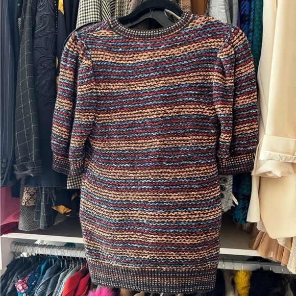 Ulla Johnson-SET Multicolored Stripe Shortsleeve Top and Matching Fringe Skirt - Picture 4 of 12